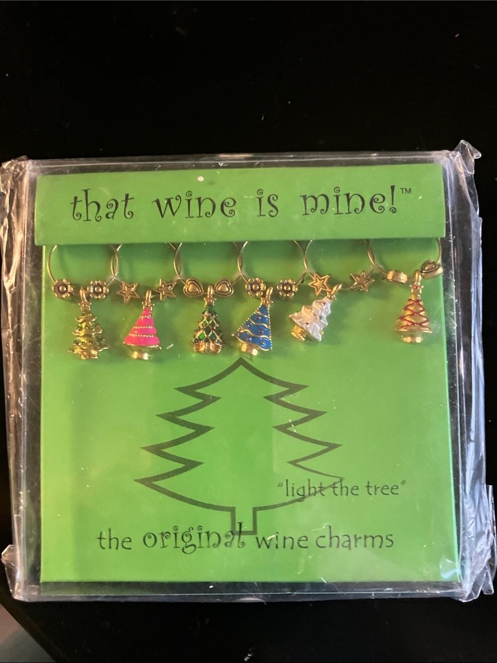 That Wine Is Mine! Wine Glass Charms - Christmas Tree Set - Green